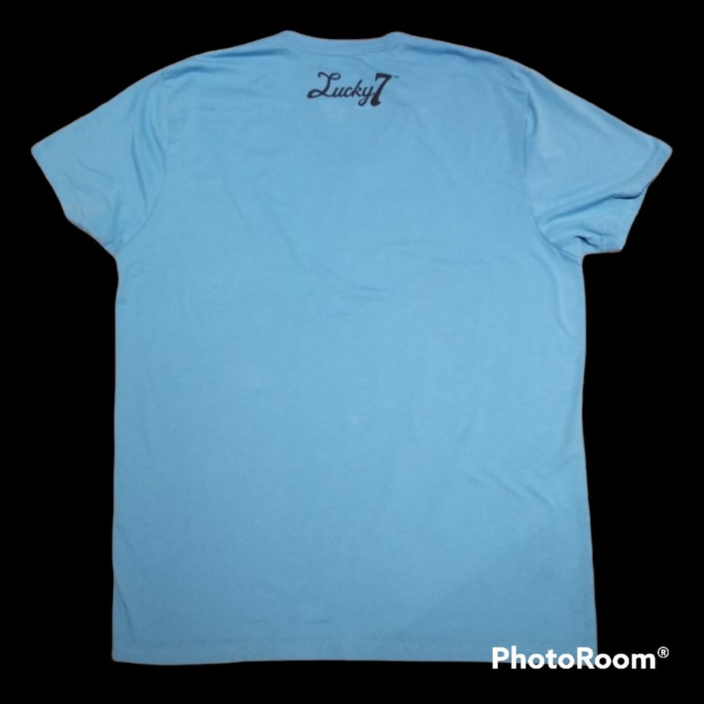 Women's LUCKY 7 Aquamarine V-Neck Tee (Size Large) - Picture 3 of 11